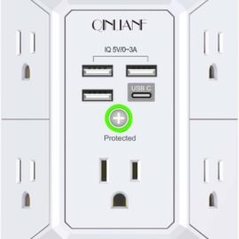 Wall Charger, Surge Protector, QINLIANF 5 Outlet Extender...