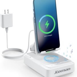 Jteman Cell Phone Stand with Bluetooth Speaker and Wireless...