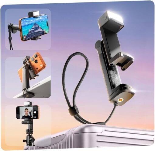 LISEN Phone Tripod Mount with Light & Universal Selfie...