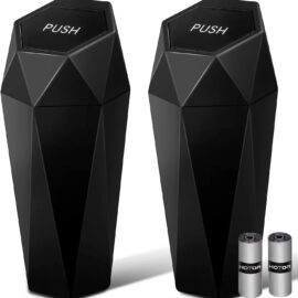 HOTOR Car Trash Can with Lid, Leakproof, Black, 2 Pack HOTOR Car Trash Can with Lid, Leakproof, Black, 2 Pack