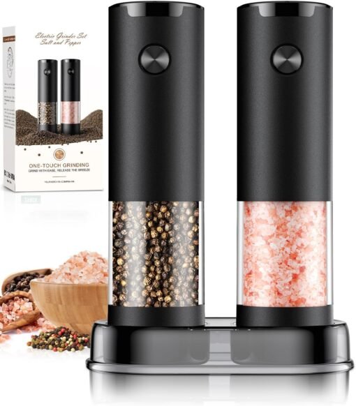 Electric Salt and Pepper Grinder Set Automatic Battery Pepper...