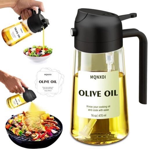 2 in 1 Glass Oil Sprayer & Dispenser,16oz/470ml Olive...
