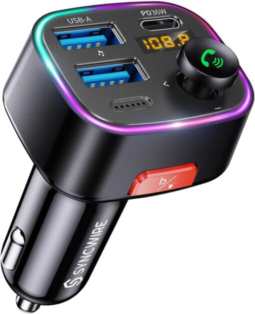 Syncwire Bluetooth 5.4 Car Adapter 48W FM Transmitter for...