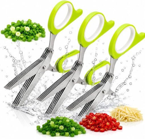 Stainless Steel Scallion Cutter Scissors, Kitchen Herb Scissors...