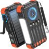 BLAVOR Solar Power Bank with Hand Crank and 4 Cables, 20000mAh...