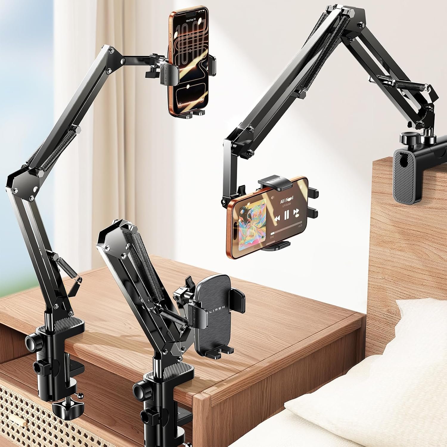 LISEN Cell Phone Holder for Bed Desk, Overhead Phone Mount...