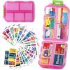 Pill Organizer with 161 Medicine Labels, Daily Travel Pill...