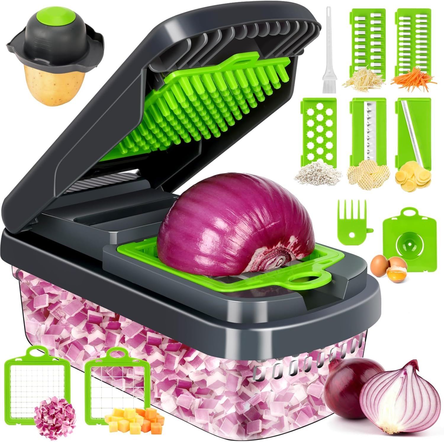 Yusshn Vegetable Chopper, 12-in-1 Food Veggie Chopper Cutter...