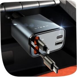LISEN Retractable Car Charger, 84W Car Charger USB C Fast...